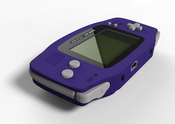 Purple Game Boy Advance 3D CAD model top