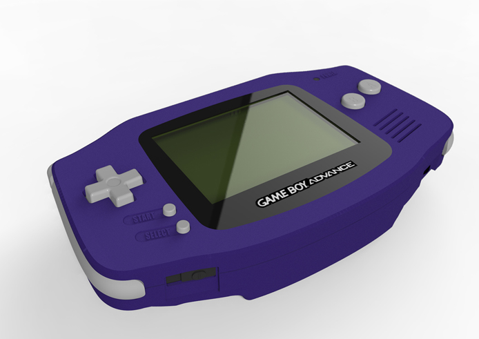 Purple Game Boy Advance 3D CAD model bottom
